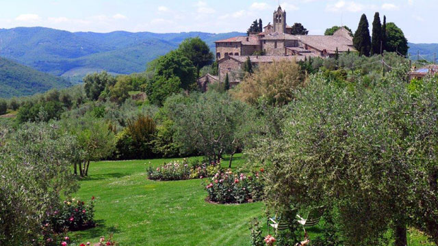 View on the Chianti hills from Villa le Barone