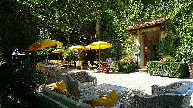 Terrace at Villa le Barone  in Chianti 