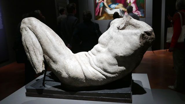 Michelangelo River God at the exhibition "The Cinquecento in Florence" in Palazzo Strozzi Florence Italy